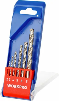 Obrázek produktu pro Sada vrtáků do kovu Workpro 2, 3, 4, 5, 6 y 8 mm 6 kusů