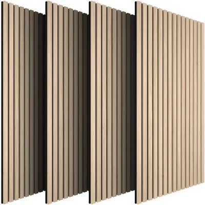 Obrázek produktu pro tectake Akustické panely, sada 4 ks, dřevěný vzhled, zvukově izolační stěnové panely, MDF, dýha z pravého dřeva, 110 x 50 cm, zvuková izolace, akustické desky, obývací pokoj
