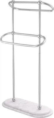 Produktbild von Casa Padrino Luxus Handtuchhalter Silber / Weiß 50 x 22 x H. 91 cm - Luxus Badezimmer Accessoires