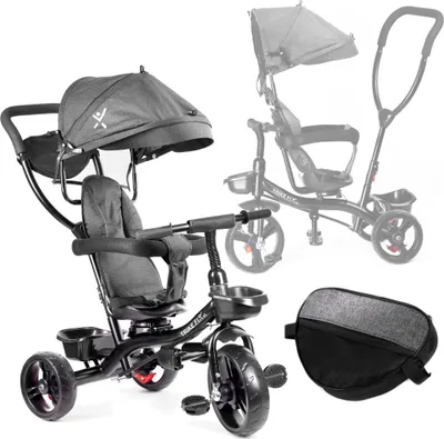 Produktbild von Trike Fix Lite 3-in-1 3-Rad-Fahrrad mit Kinderwagen, 360 Grad drehbar, grau