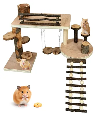 Holz-Kletterleiter für Hamster mit Plattformen und Rampen
