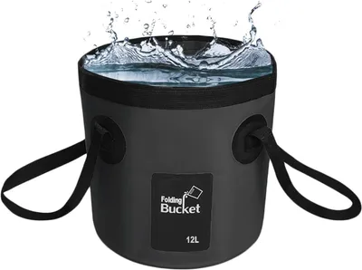 Produktbild von Faltbare Eimer 12 L, faltbar, Wasserbehälter, für Outdoor-Aktivitäten, schwarz