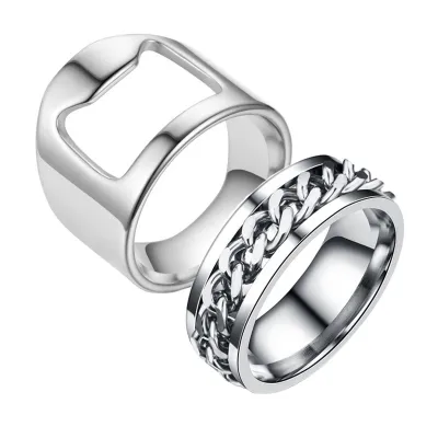Produktbild von 1 Set Flaschenöffner Ring Ring Sparende hohe Haltbarkeit Edelstahl-Flaschenverschluss Remover Ring für Pub-SilberGröße:US 10