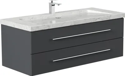 Produktbild von Badmöbel Marmor Carrara White YAMO 130 cm 1 Hahnloch SoftClose in versch. Ausführungen