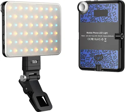 Produktbild von 5 W Fotolampe, zweifarbiges LED-Licht, Taschen-Vlog-Licht, 2500 KšC9000 K Farbtemperatur, dimmbar, mit LCD-Bildschirm, 60 LED-Perlen, 1/4 Zoll Gewindeloecher, 2000 mAh Akku, integriert fuer Live-Streaming, Heimstudio, kommerzielle Fotografie