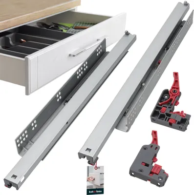 Produktbild von KOTARBAU® 1 Paar (2 St.) 3D Schubladenschienen Bodenmontage Vollauszug Softclose 550 mm Stahl Schubladenauszug Vollauszug Teleskopschienen Bodenmontage Vollauszug Schubladenauszüge unten montiert