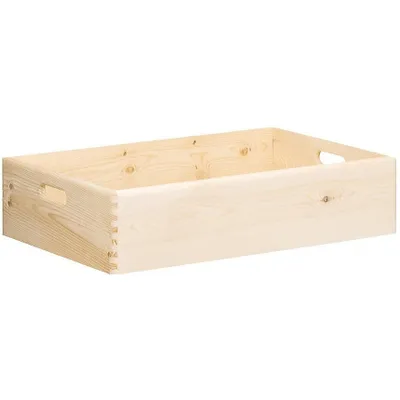 A wooden crate on a white background.