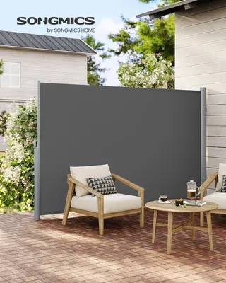 Obrázek produktu pro SONGMICS Hliníková boční markýza 200 x 300 cm 280 g/m² výsuvná zástěna, ochrana proti slunci pro balkon a terasu antracitová GSA200G