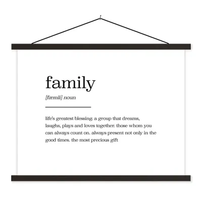 Produktbild von MuchoWow® Textilposter Zitate - Wörterbuch - Familie - Sprichwörter 150x113 cm mit schwarzem Rahmen - Wohnzimmer