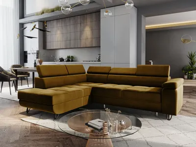 Produktbild von FURMEB24 ECKSOFA CAPRI mit schlaffunktion links 249x184 cm SENFGELB