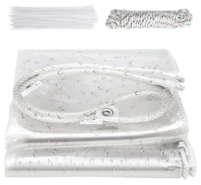 Obrázek produktu pro Krycí plachta – PVC plachta – 420 g/m² – voděodolná – zesílené očka – odolná proti povětrnostním vlivům – 4 x 6 m – průhledná