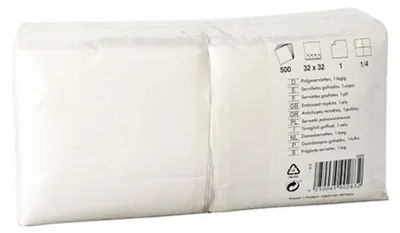 Produktbild von Starpak 500 Servietten, 1-lagig 1/4-Falz 32 cm x 32 cm weiss | Folie (500 Stück)