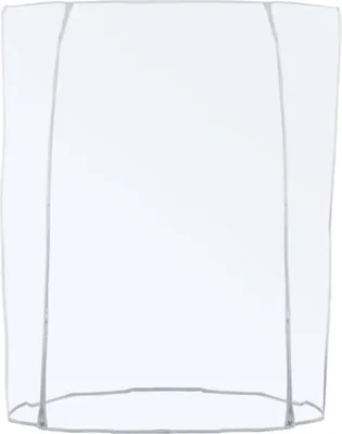 A clear plastic protective cover for a clothing rack.