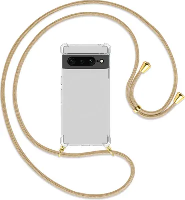Produktbild von Handykette Backcover-Schutzhülle mit Band (Metall goldfarben) für Google Pixel 7 Pro - caramel