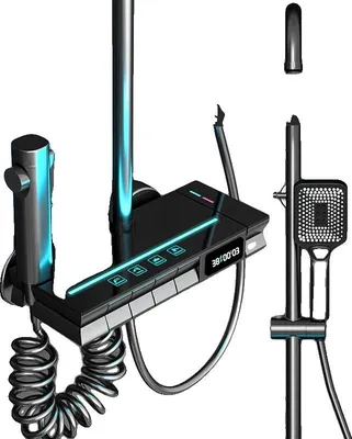 Obrázek produktu pro Systém sprchové baterie do koupelny, LED displej, termostatické ovládání, černá