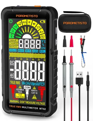 Obrázek produktu pro Digitální multimetr s 6000 počítadel, True RMS, pro měření napětí (600 V AC/DC), proudu, odporu a teploty