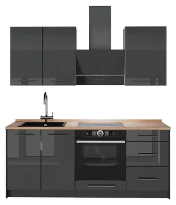 Zdjęcie produktu dla Kuchnia pojedyncza Vicco Fame-Line Antracyt połysk/Antracyt 190 cm, BP Dąb, Model 64844