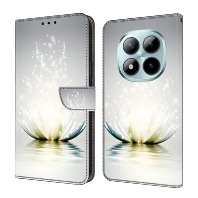 Produktbild von CLM-Tech Handyhülle kompatibel mit Xiaomi Redmi Note 15 Pro 5G 6,83 Zoll Hülle - Tasche aus Kunstleder - Klapphülle mit Ständer und Kartenfächern - Schutzhülle Wallet Case Cover Lotus Lampe