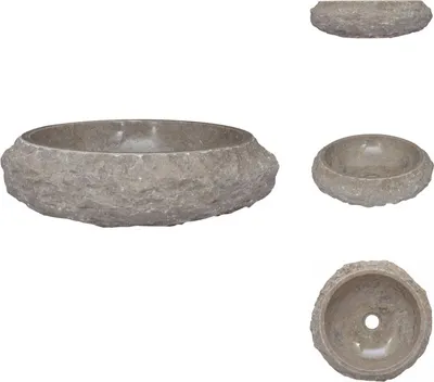 Produktbild von vidaXL Waschbecken Grau Ø40x12 cm Marmor - Badezimmer-Waschbecken