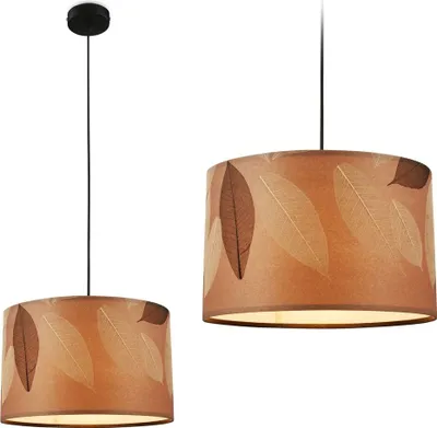 Produktbild von Briloner Mata Pendelleuchte, Blätterdekor, Boho-Stil, E27 Fassung, Caffefarben, Ø35 x 128 cm