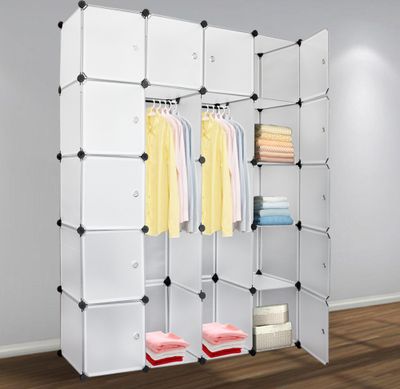 Lospitch DIY Kleiderschränke Kleiderschrank Steckregal mit Tueren Regalsystem Kleiderschrank Garderobe Kleiderschränke