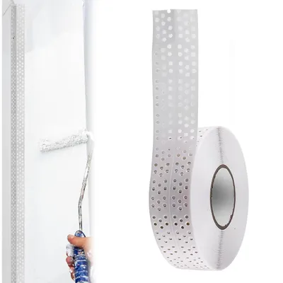 Productafbeelding van Kantsbescherming, hoekprofiel voor drogebouw, gipsplaat. Zelfklevend afdichtingsband van PVC voor drogebouw en gipsplaat, 40 meter / 50 mm