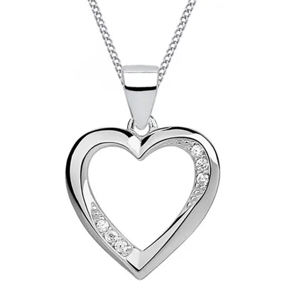 Herz-Anhänger mit Kette 925 Echtsilber Schmuck für Mädchen I Weiss