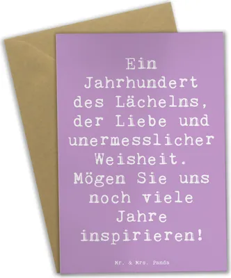 Produktbild von Mr. & Mrs. Panda Glückwunschkarte Spruch 100. Geburtstag Weisheit - Lavendeltraum - Geschenk, Handgefertigt, einzigartig, Leben, einladungskarten, weihnachtskarten
