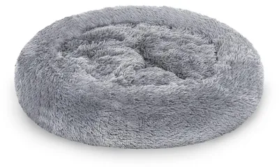 Productafbeelding van Vigevee hondenbed, 80 cm, lichtgrijs, zacht rond huisdierenbed van lange pluche met een hoge rand en antislipbodem