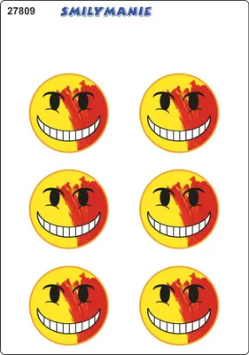 Produktbild von Aufkleber Smily gelb/rot 6er-Set 150 x 105 mm