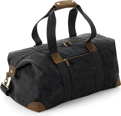 Immagine prodotto di Quadra QD650 | Heritage Waxed Canvas Holdall, 26 x 48 x 24 cm - Colore: Nero - Dimensioni: 26 x 48 x 24 cm