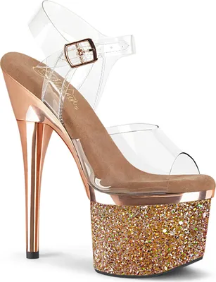 Produktbild von ESTEEM-708CHLG Damen Sandale von Pleaser, Transparent Roségold , EU 39, US 9