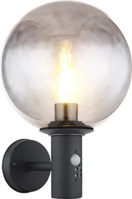 Produktbild von LED Wandleuchte, Glas rauch, Edelstahl, Bewegungsmelder, H 37 cm