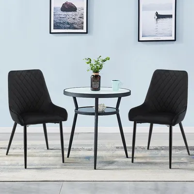Produktbild von CLIPOP Esszimmerstuhl 2er Set, Samt Gepolsterter Küchenstuhl, Freizeitstuhl mit Armlehnen und schwarzen Metallbeinen, schwarz