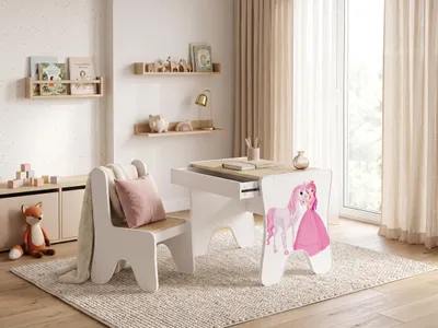 Obrázok produktu pre Happy Babies - Detský písací stôl a stolička, ergonomický stôl na hranie s priestrannou zásuvkou - detský stôl na učenie a hranie - detský nábytok, pre materské školy (remeselník)