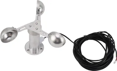 Image de Anémomètre en alliage d'aluminium, capteur de surveillance de la vitesse du vent, 3 tasses, capteur de vitesse du vent, anémomètre, 0-3,8 V