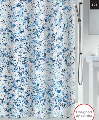 Produktbild von Spirella Anti-Schimmel Duschvorhang - Anti-Bakteriell, waschbar, wasserdicht, Polyester, „Vision“ 180x200cm Blau