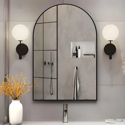 Produktbild von Omgoods – Gebogenes Wandspiegel mit Metallrahmen, 50x75 cm