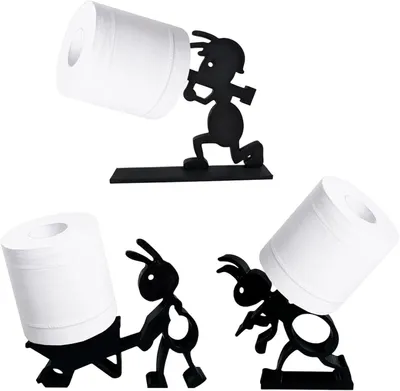 Produktbild von Toilettenpapierhalter 3D-Druck Figur, Ameisen, 3 Stück, schwarz, für Badezimmer