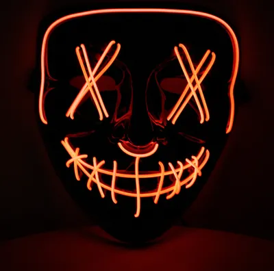 Produktbild von LED Horror Maske mit roten Leuchtschnüren – Leuchtende Neon Maske für Halloween, Karneval, Cosplay & Festival