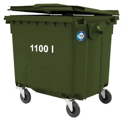 Zdjęcie produktu dla Kontener pojemnik na odpady śmieci komunalne PZH EN 840-2 DIN 1100L - zielony