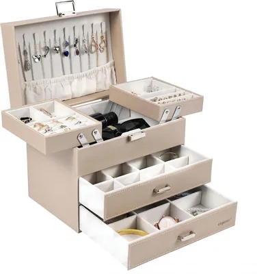 Produktbild von Schmuckkästchen mit 2 Schubladen, 4 Ebenen Schmuckschatulle