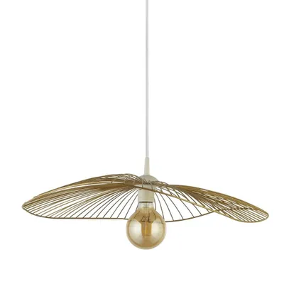 Obrázek produktu pro Závěsné svítidlo kovové E27 kulaté Ø 53 cm V: max. 120 cm v černé zlaté barvě retro design stínítko závěsného svítidla