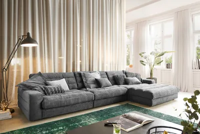 Produktbild von KAWOLA Sofa LANA XL Ecksofa Cord grau Recamiere rechts