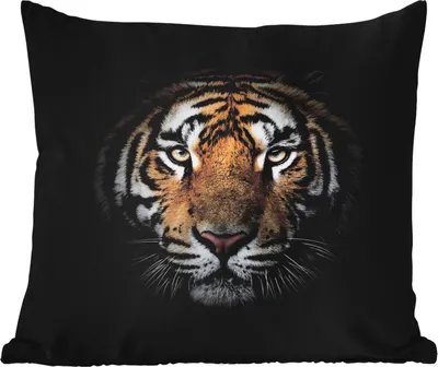 Produktbild von MuchoWow® Outdoor Kissen - Tiger - Wildtiere - Porträt - Schwarz - Tiere - 45x45 cm - Wetterfest - Lounge Kissen - Fotokissen - Dekoratives Kissen