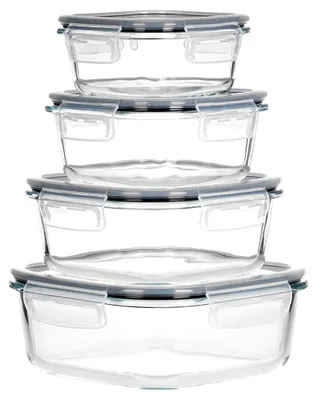 Productafbeelding van Glazen containers voor voedsel - set van 4 - met deksel - vierkant - luchtdicht