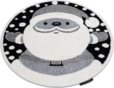 Produktbild von Moderner Kinderteppich JOY Kreis Santa Claus, für Kinder - strukturelle, zwei Ebenen aus Vlies schwarz / creme Grau rund 140 cm