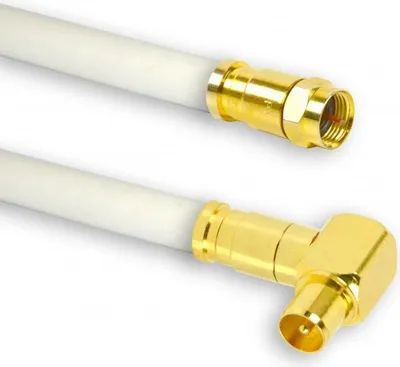Produktbild von 10m PremiumX TV Antennenkabel Digital Innenleiter REINES KUPFER mit vergoldeten Kompressionsstecker TV-GM1-90 (90° männlich) + XCon G1 F-Stecker | PREMIUM HDTV Kabel | Koaxialkabel | Koax Winkel Stecker zu F-Stecker
