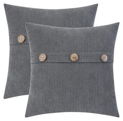 Image de Housses de coussin Chenille, 50x50 cm, avec fermeture à trois boutons, lot de 2