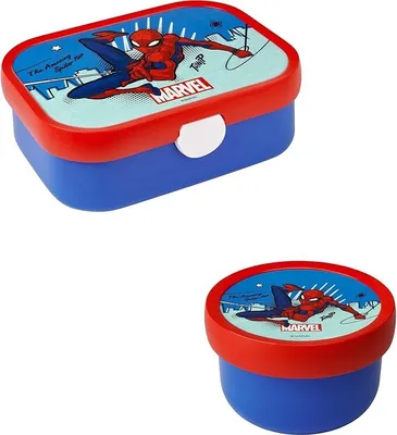 Produktbild von Mepal | Kinder Obst- und Bento Box | Campus meets Fruits | Spülmaschinenfest & BPA-frei | 300 & 750 ml | Mit Fächern, Gabel & Clip-Verschluss | Perfekt für Snacks & Mahlzeiten | Spiderman